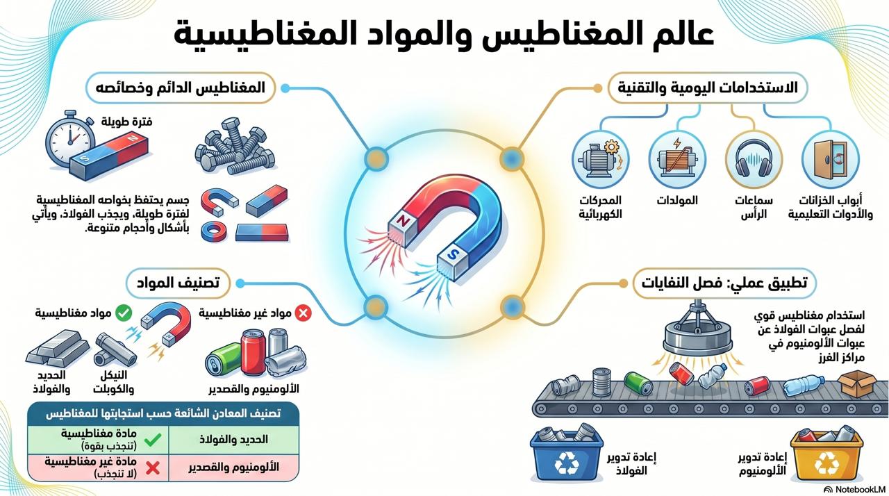 خريطة مفاهيم المغناطيس والمواد المغناطيسية