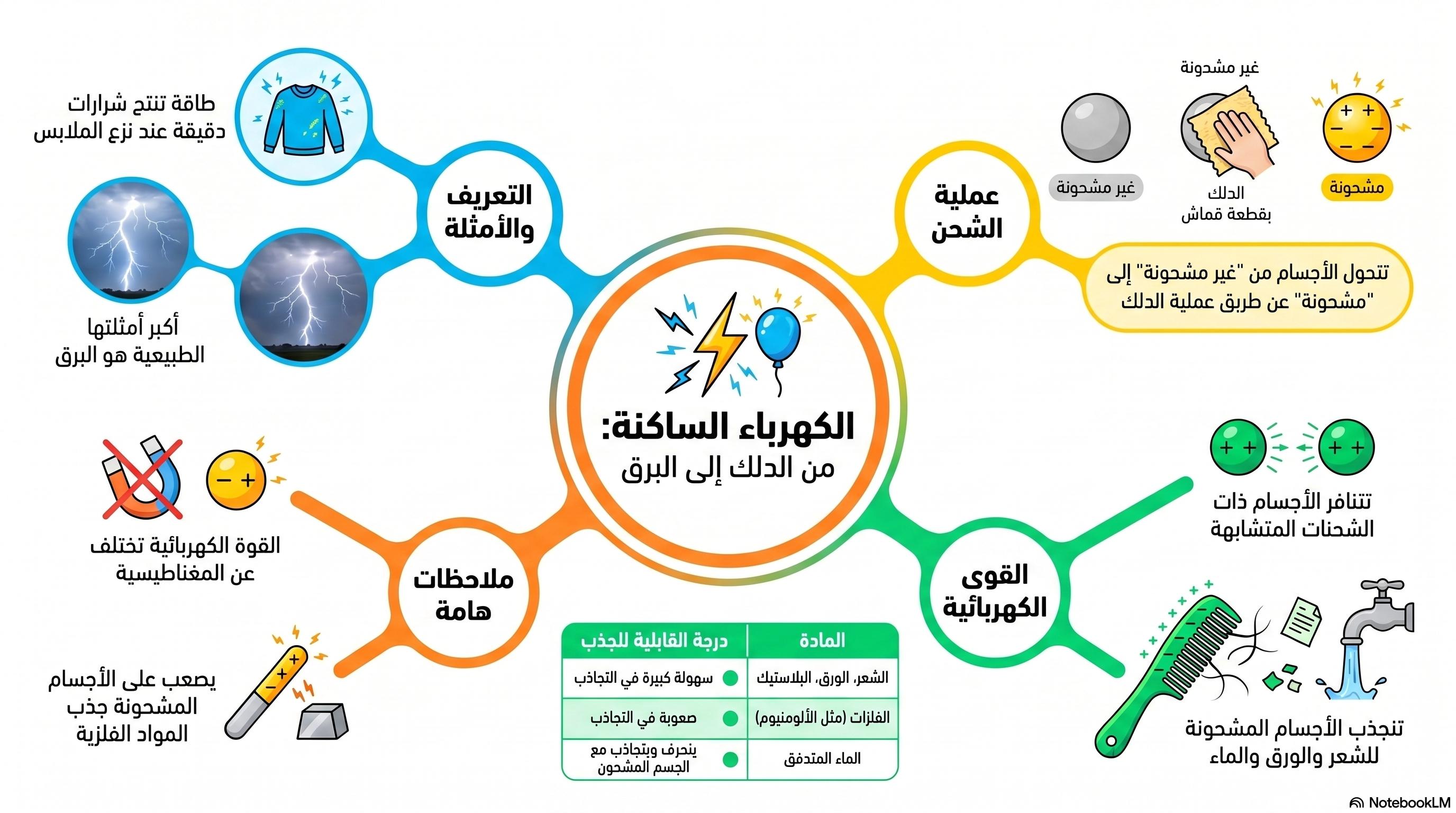 خريطة مفاهيم الكهرباء الساكنة